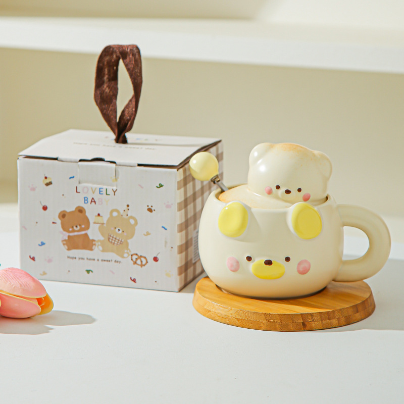 Regalo de cumpleaños para chicas adorables osos tazas de café de agua de alto valor de cerámica regalo de mano
