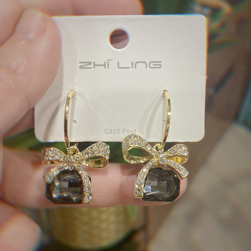 1 Pair Quantity 1 Pair Sweet Bow Knot Alloy Plating Zircon Women's Earrings
