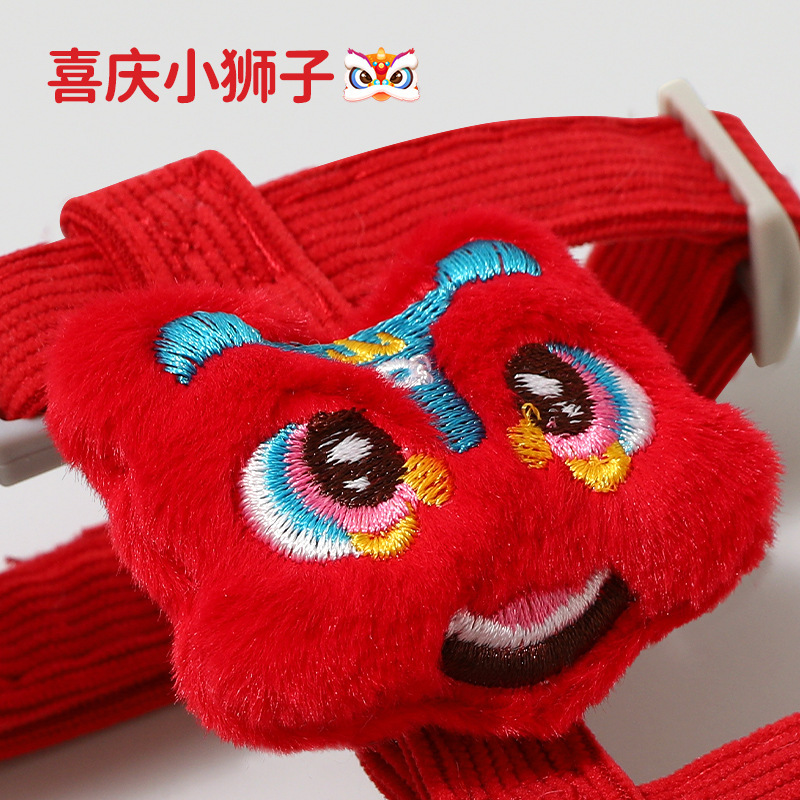 Guochao despierta león de Año Nuevo chino de viento mascota cuerda de tracción tipo I gato cuerda de tracción de Año Nuevo