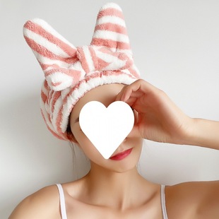 Double-layer thick hair drying cap for women 2023 new super absorbent quick-drying cap bow cute hair drying towel hair washing