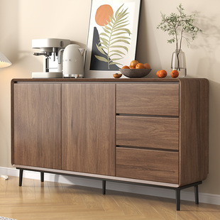 Modern Minimalist Sideboard Walnut Color Solid Wood Tea Cabinet Wine Cabinet Kitchen Living Room Storage Cabinet Storage Cabinet