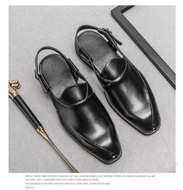 Giày sandal da nam cỡ lớn mũi vuông, quai ngang khóa cài, thoáng khí nhẹ nhàng — 5671 màu nâu, 5671 màu đen chi tiết 19