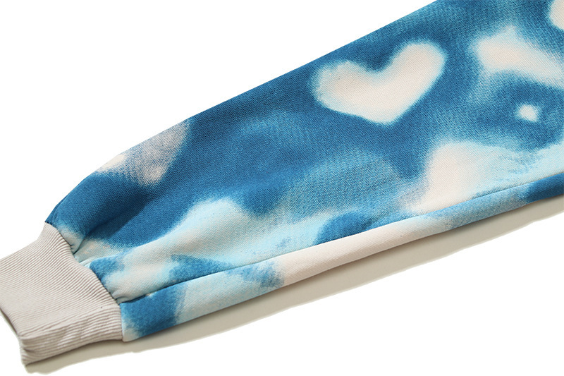 Saf pamuklu ceket çamur boyalı Sky City baskısı Amerikan ana cadde kapüşonlu_voghion.com