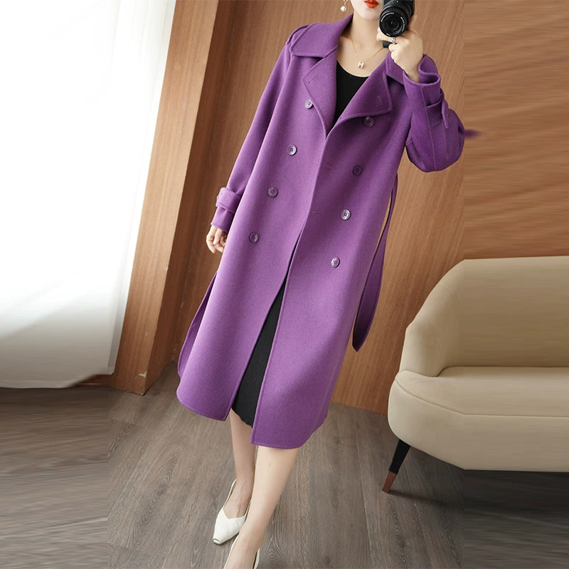 Женское trench coat, кашемирово-шерстяной смесью, средняя длина, оверсайз, увеличенная толщина