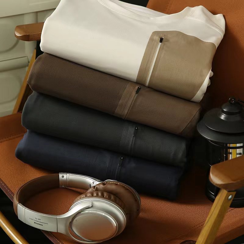 Men's Clothing Outdoor sports running casual loose solid color pullover milk silk fleece bottoming shirt long sleeve T shirt_voghion.com