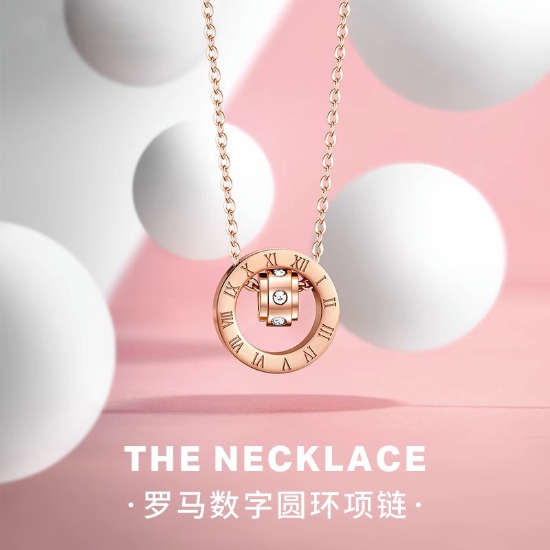【鈦鋼不掉色】羅馬數字項鍊女輕奢小眾設計感網紅ins簡約鎖骨鏈