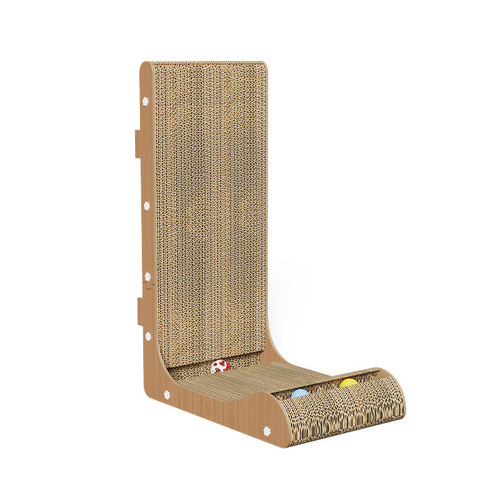 Factory Direct Sale L-Shaped Cat Scratch Board Large Upright with Ball Grinding Claw Wear-Resistant and Dust-Free Cat Toy for One-Time Shipping