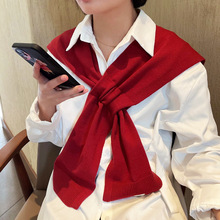 空调房搭肩春秋季办公室衫针织小披肩护颈椎外搭保暖女打结斗篷