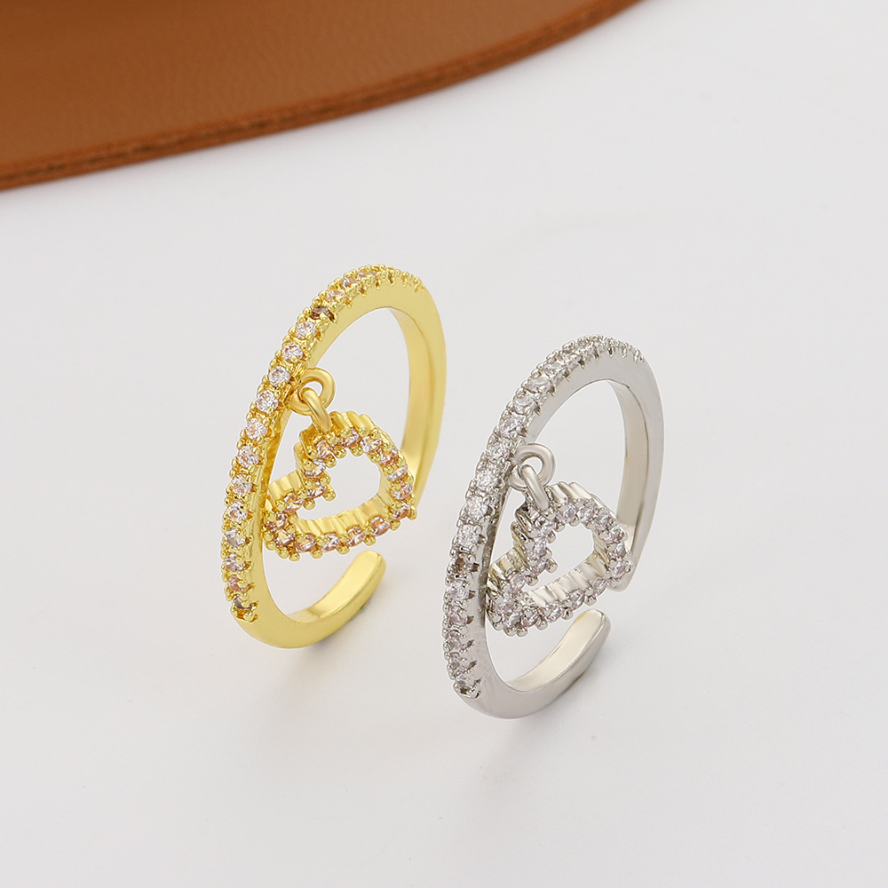 Womenu0027S Fashion Heart Copper Rhinestones Rings Inlay