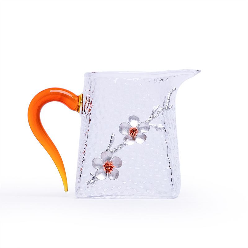 Taza de Feria de vidrio resistente al calor Patrón de martillo de estilo japonés Té grande Mar Dispensador de té doméstico Creativo Ximei Flor Kung Fu Juego de té Taza masculina