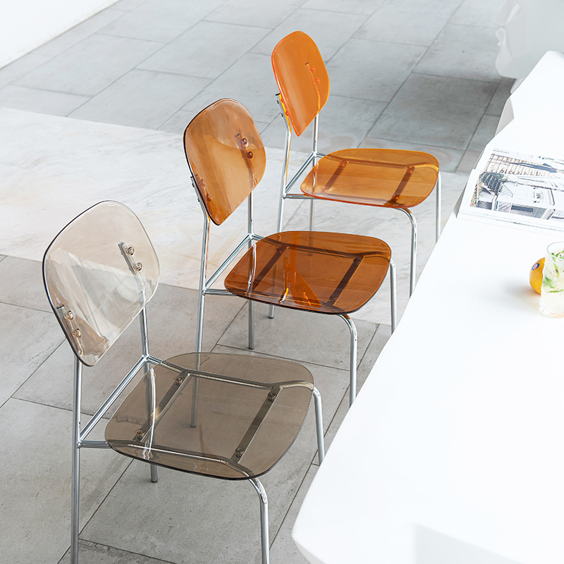 Nordic Transparent Dining Chair Internet Celebrity Home Backrest Modern Simple Acrylic Chair Makeup Milk Tea Let Negotiation Chair