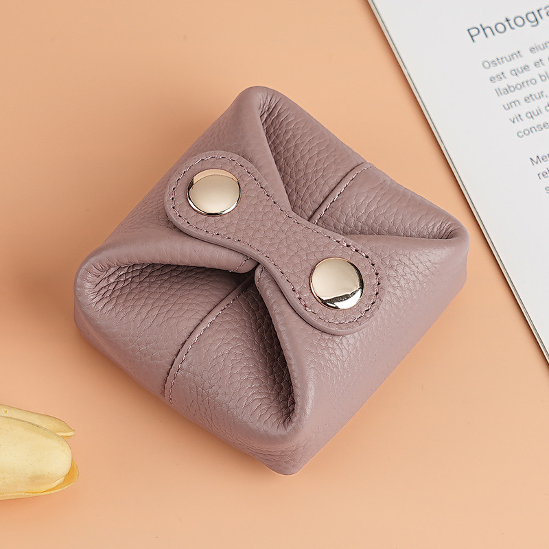 おしゃれ日韩系小銭入れソフト牛革ミニイヤホンキー女性コイン口赤収纳バッグ豆カバン