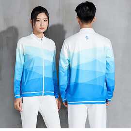 2024秋冬长袖羽毛球服套装情侣款渐变色休闲运动服速干休闲百搭