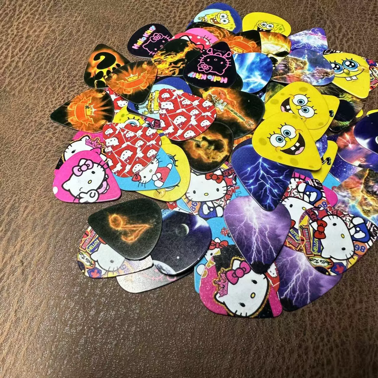 Color Printed Guitar Pick, Celluloid & ABS, 0.71 mm, Assorted Patterns