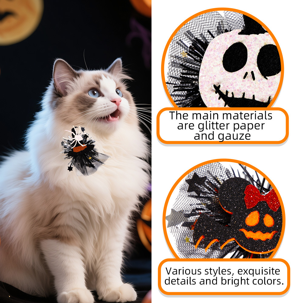 Nuevo Halloween mascota extraña calabaza gato perro tarjeta de pelo fantasma fiesta decoración tarjeta de boca de pato fantasma