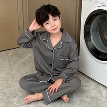 儿童睡衣批发秋冬季男童三层空气夹棉小男孩加厚家居服套装中大童