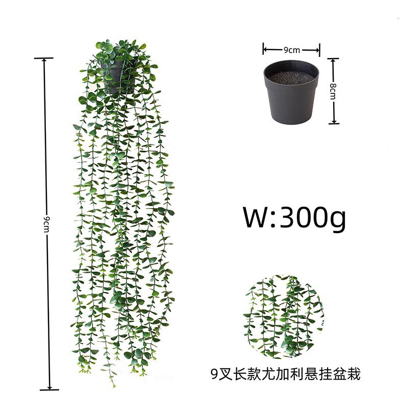 Artificial colgante planta Mandala eucalipto por hojas Vine falso en maceta decoración interior y exterior