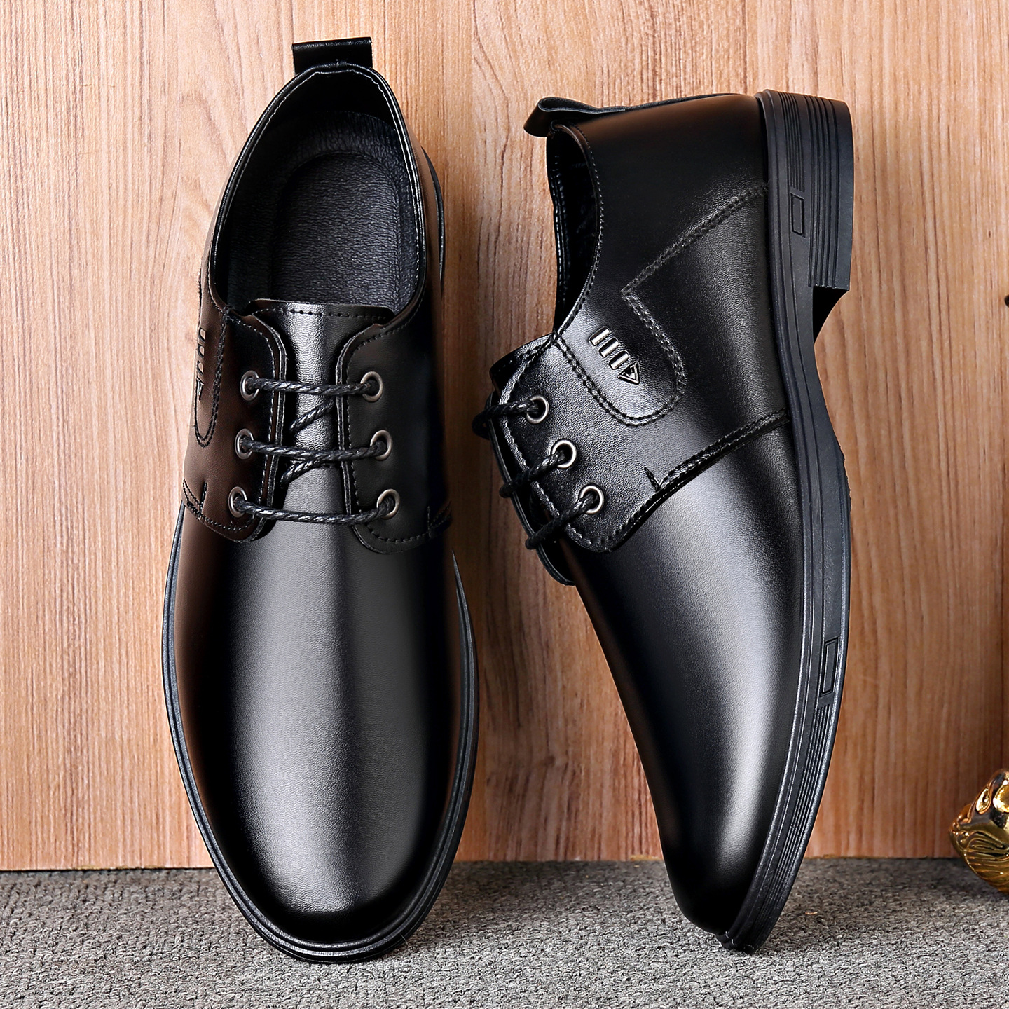 New Style Genuine Leather Lace-Up Men's Leather Shoes with Soft Soles and Soft Surfaces, Versatile Men's Lace-Up Large Size Leather Shoes for Men