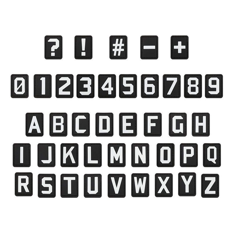 跨境 26个英文字母10个阿拉伯数字符号加减PVC软胶魔术贴章夜光