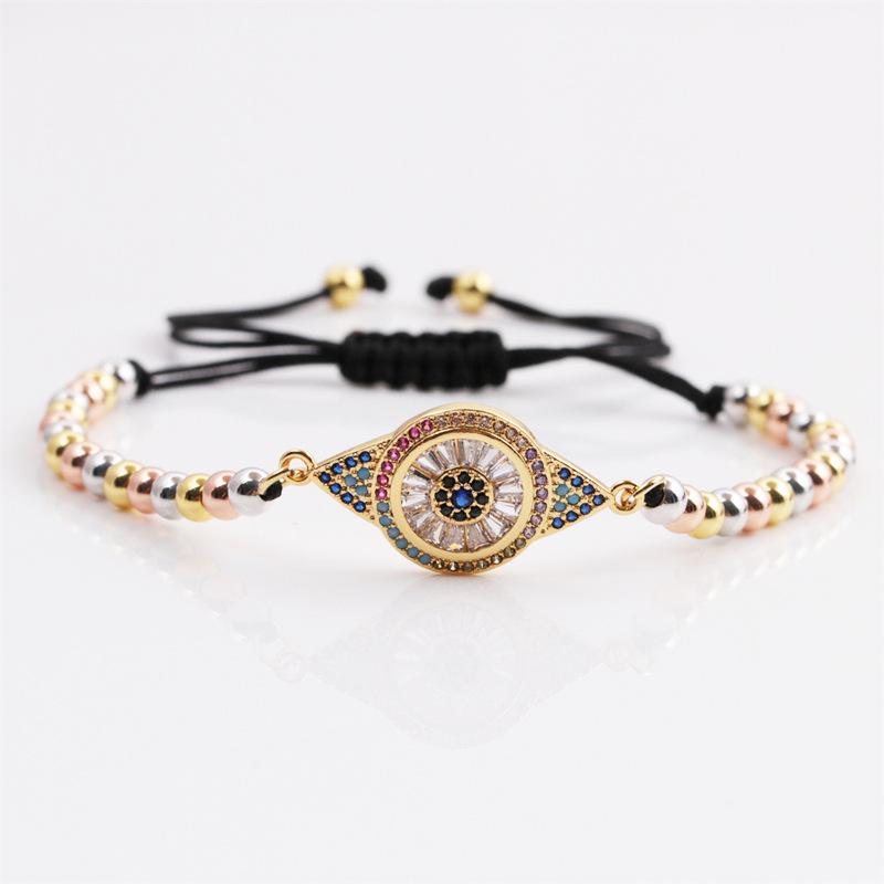 Copper Inlaid Zircon Eye Woven Retro Adjustable Bracelet Wholesale Jewelry Nihaojewelry display picture 8