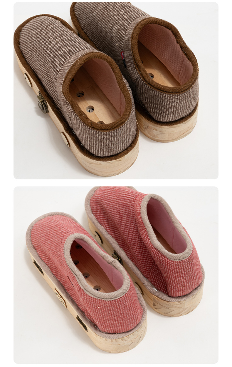 Foot Moxibustion Shoes Spring Summer Thin Style Wooden Moxa Warming Slippers with Anti-Slip Pads for Sole Therapy in use