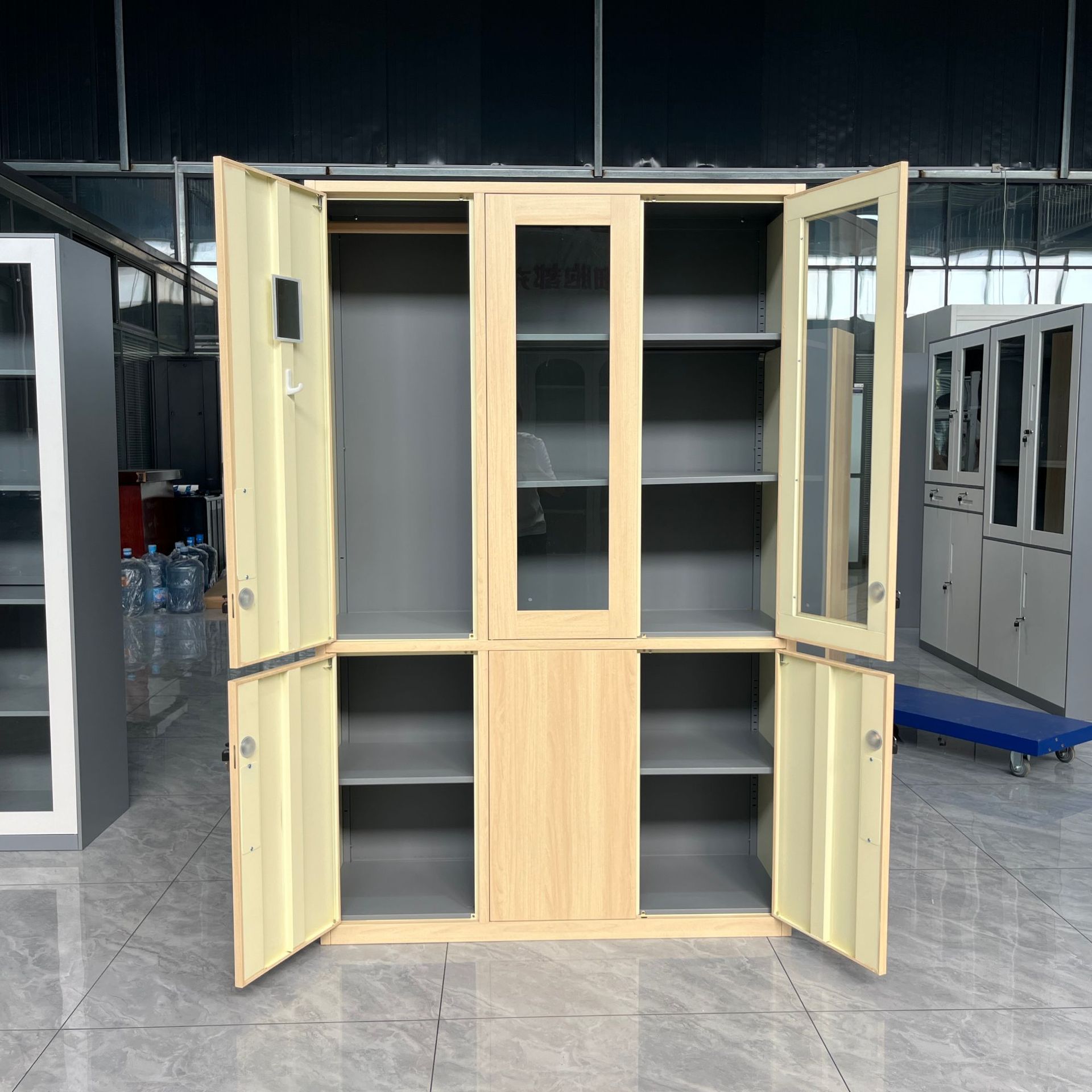 Gabinete de archivos de oficina armario de acero de madera con cerradura de vidrio armario bajo armario de almacenamiento archivos de archivos de archivos de archivos