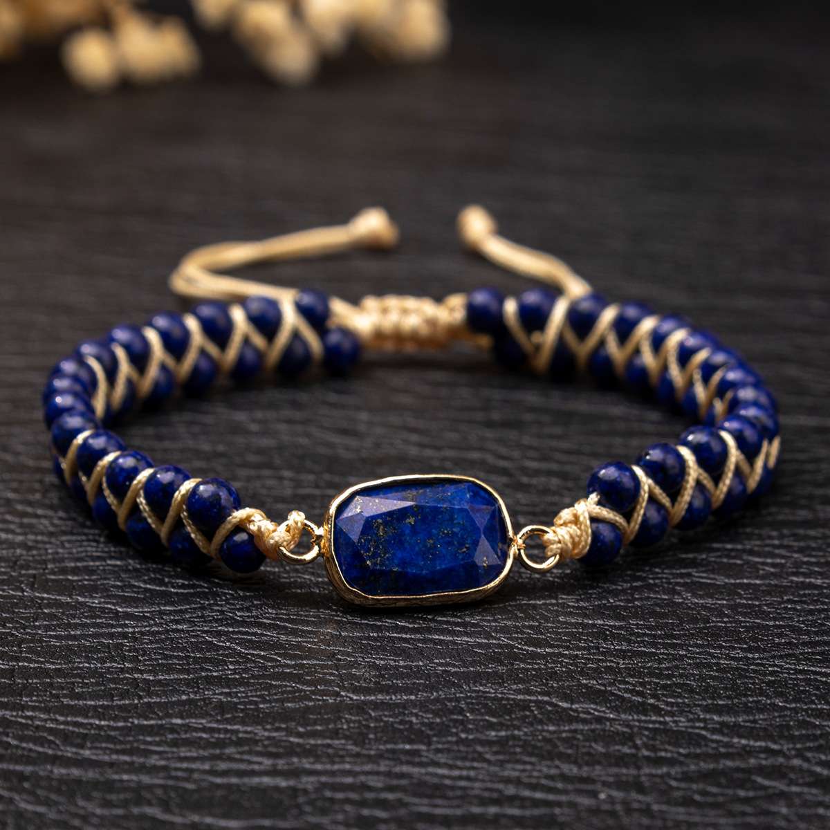 청금석 사각 팔찌