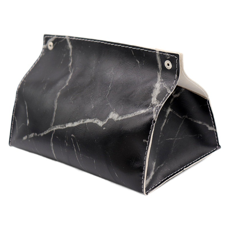 Caja de pañuelos de cuero de mármol de lujo ligero sala de estar hogar Baño servilleta caja de pañuelos coche PU caja de pañuelos