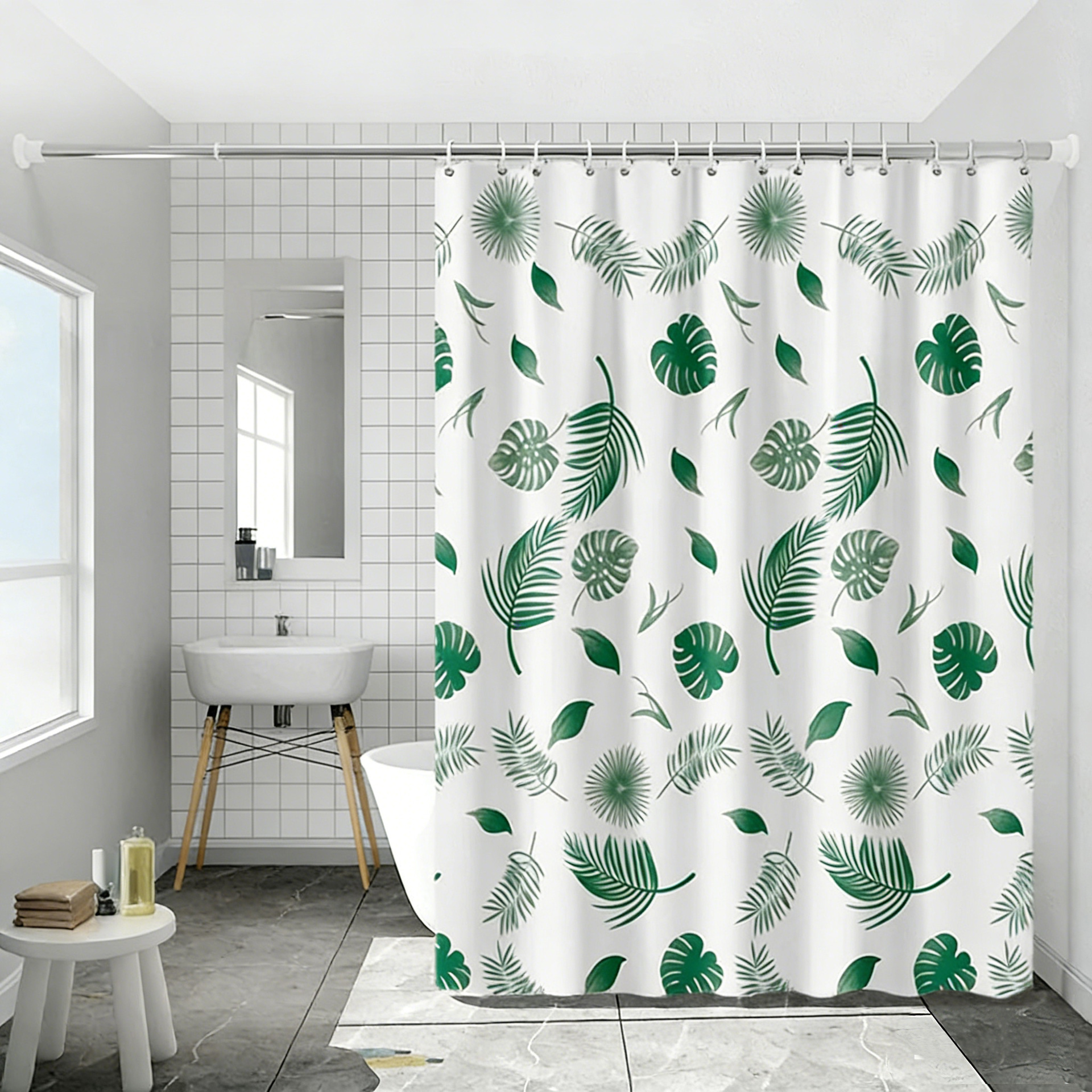 Cross-border Explosions peva Shower Curtain Waterproof Mildew-proof Bathroom Toilet Hole-free Partition Curtain Door Curtain