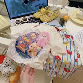 立体玩偶纯棉儿童短袖夏装2025新款宽松韩版卡通上衣洋气打底衫潮