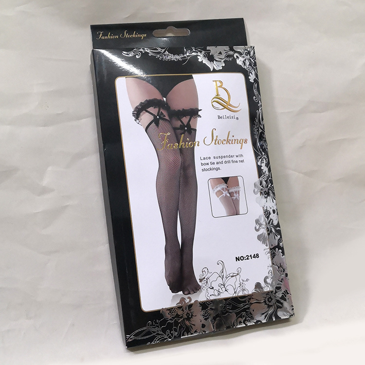 140g Weight Sexy Feel Of Sensation Stockings Lingerie Type Cored Wire, Nylon Fabric Type Stretchy Elasticity A Pair Quantity Solid Color Bow Knot Sexy Breathable Hollow Out Stockings