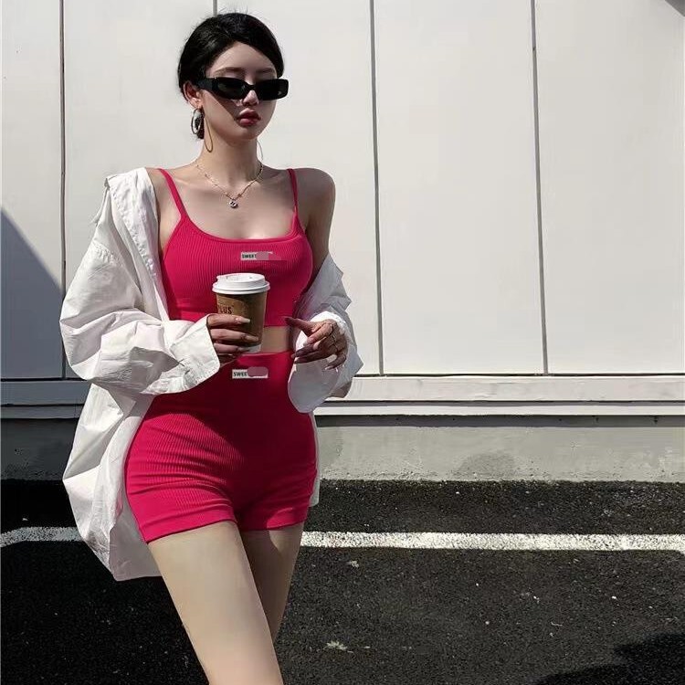 Hot girl camisole women's slim fit sports underwear suit versatile slim fit yoga clothes sports suit