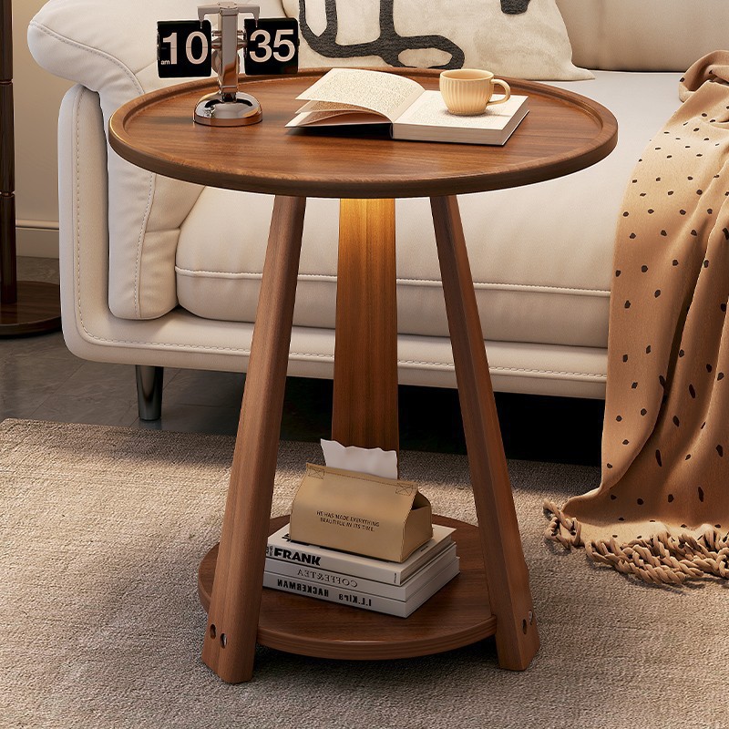 Sofa Side Table, Solid Wood Small Round Table, Simple Small Coffee Table, Living Room Balcony Small Tea Table, Bedside Table, Coffee Table