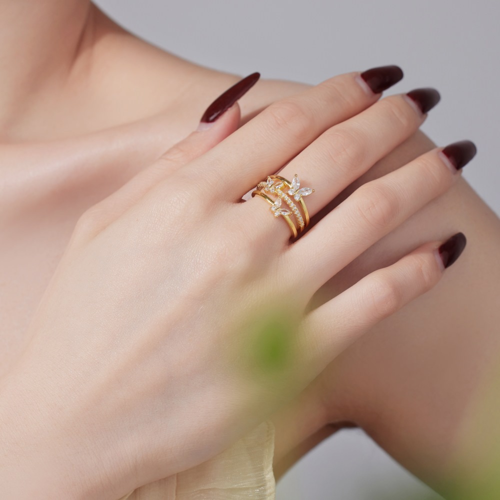 4g Weight Zircon Inlay Material Rings Classification 1 Piece Quantity Holiday, Daily Occasion 925 Sterling Silver Material U Shape, Insect Pattern Women's Gender Inlay Design Simple Style, Classic Style Style 925 Sterling Silver Zircon U Shape Insect Rings 16