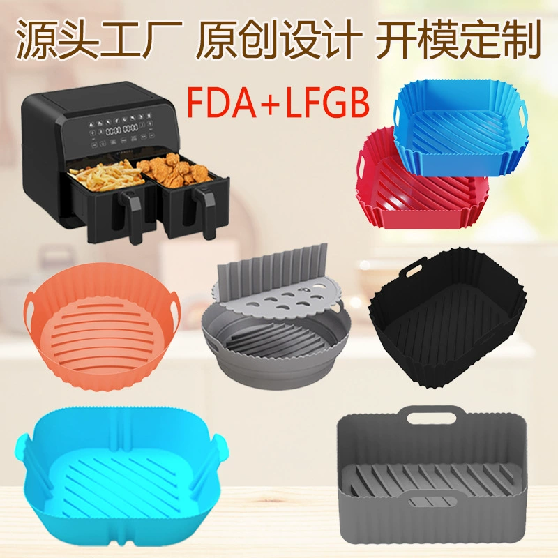 ✅Cross-border round baking silicone baking pan mat foldable high temperature resistant silicone bowl air fryer silicone
