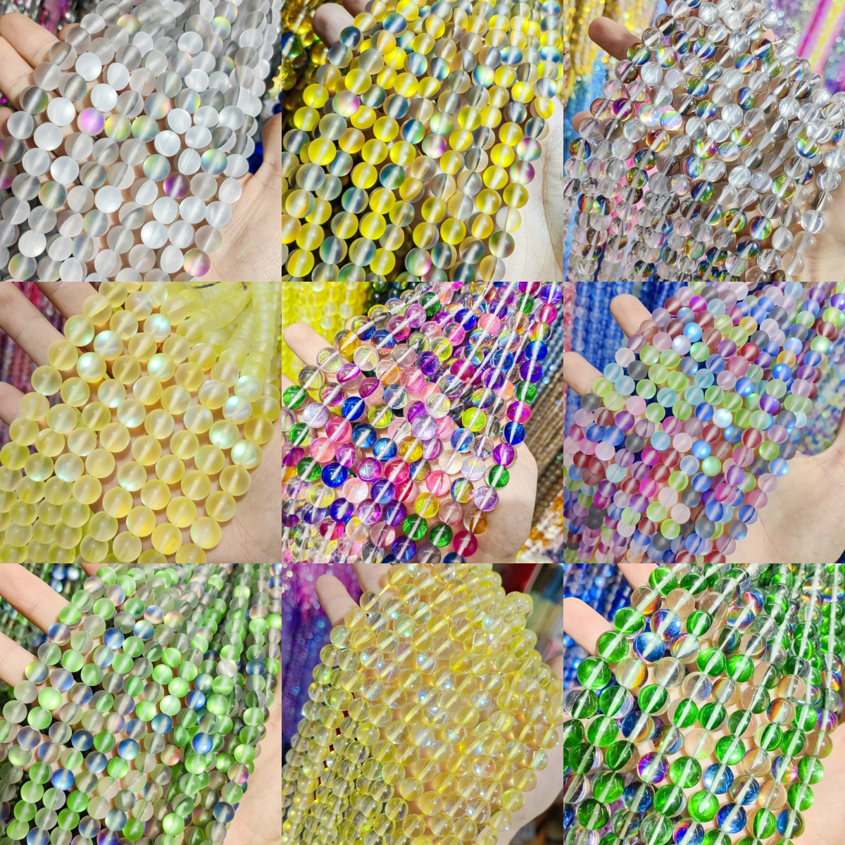 Vidrio sintético flash multicolor colorido cuentas redondas cuentas sueltas semiacabados DIY Piedra Natural accesorios de la joyería de cristal natural image 1