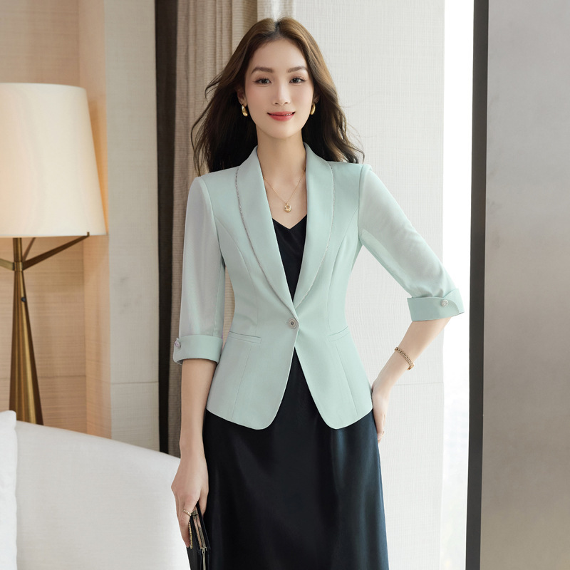 【Boutique Quality】Short Light Blue Blazer for Women 2026 Summer High-End Slim Fit Women's Suit Jacket 【Boutique Quality】Short Light Blue Blazer for Women 2026 Summer High-End Slim Fit Women's Suit Jacket