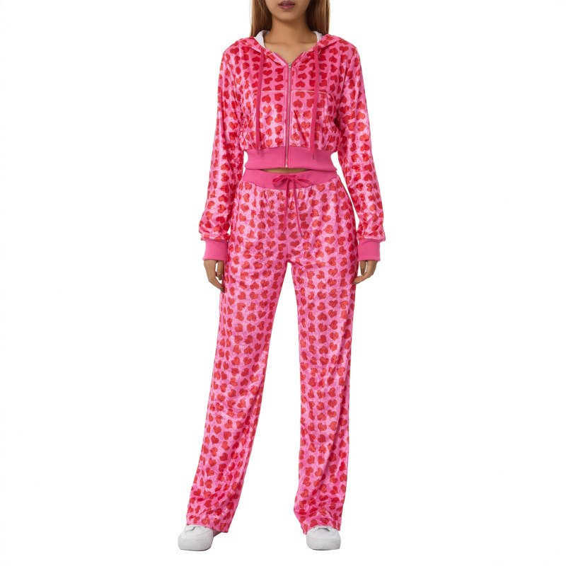 New European and American cross-border women's Y2K style versatile fashion trendy short sweatshirt and pants set