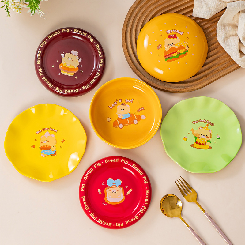 Dish Set Cute Hamburger Table Safe Food Contact High Value Household Bowl and Plate Set Birthday Gift