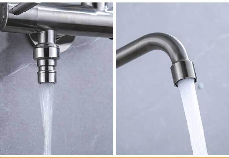 304 stainless steel balcony, one in and two out, dual switch, dual water outlet, washing machine, mop sink, dual control faucet Item Picture