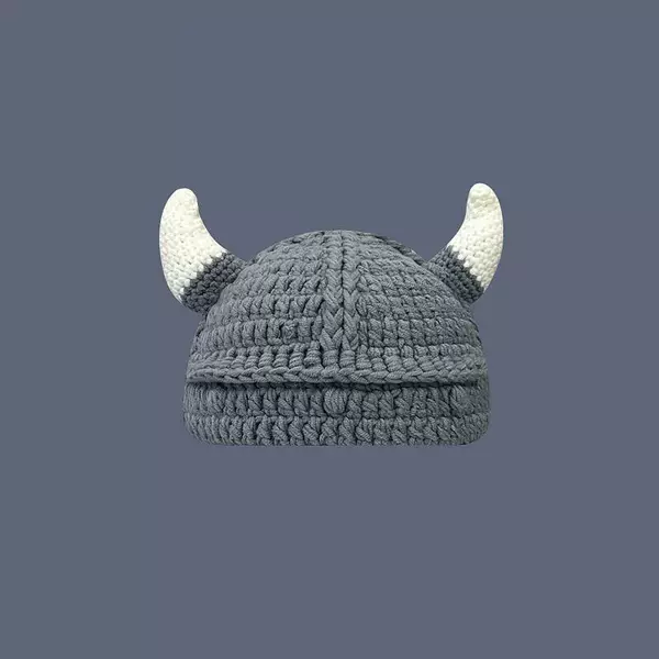 The same type of horn hat for young and young, funny hat, green cartoon cute knitted wool hat, autumn and winter personalized pullover hat