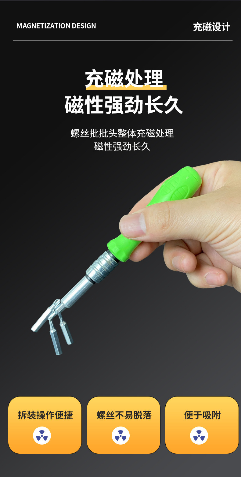 32-in-1 screwdriver set for home use, precision tools for disassembling and repairing mobile phones and computers, Phillips and flat head bits.