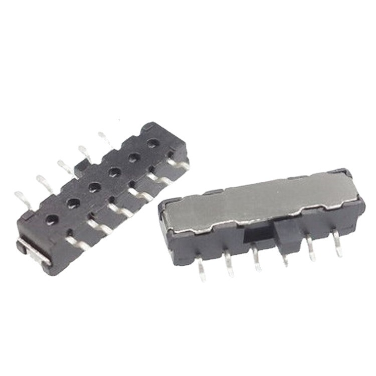 侧拨2档拨动开关贴片 侧拨2位滑动开关12脚 贴片两档拨动开关4P2T