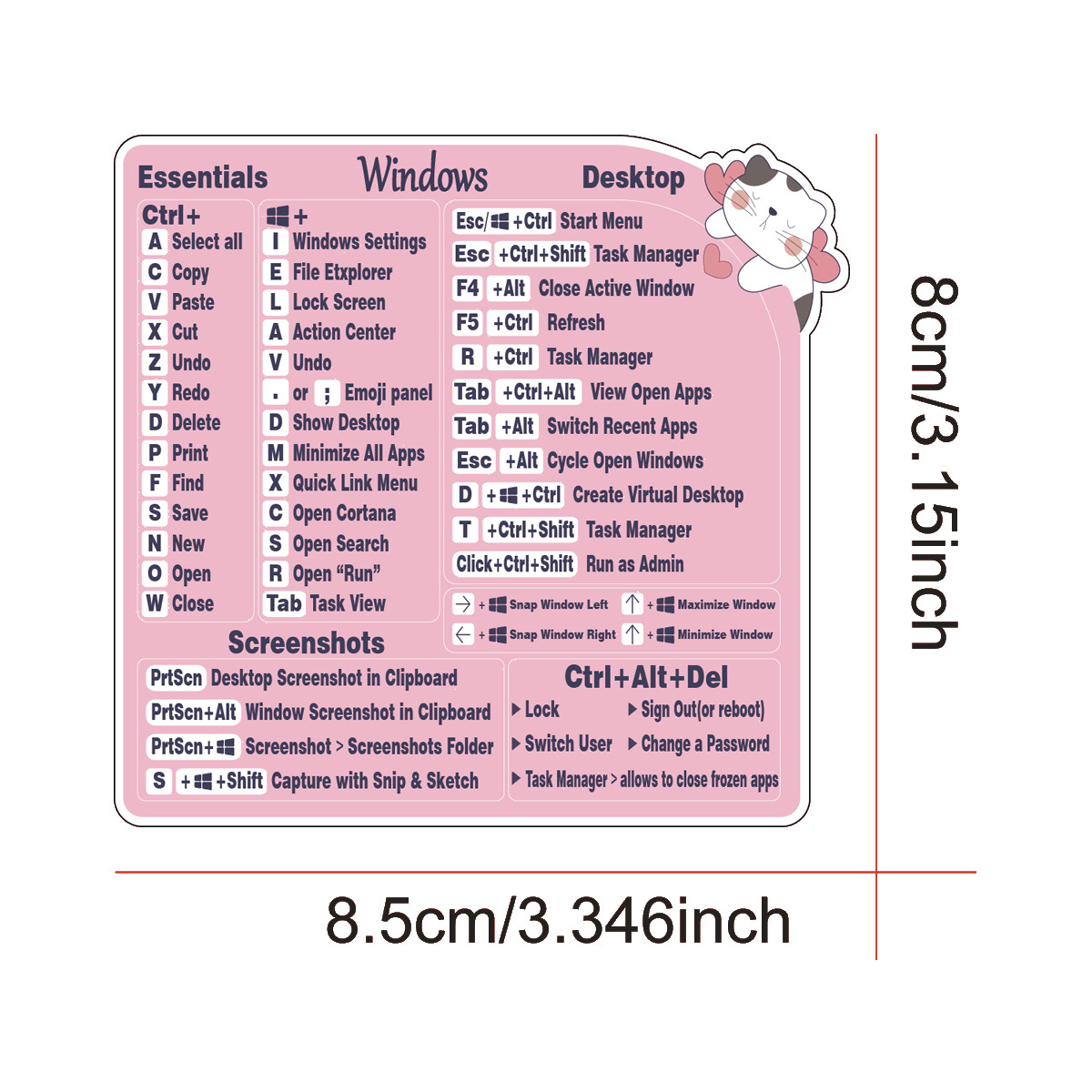 现货跨境热销电脑快捷键贴纸指示乙烯基粉色彩印粉色贴纸