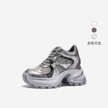 明星同款10cm厚底内增高网面拼动风老爹鞋女鞋小个子透气休闲百搭
