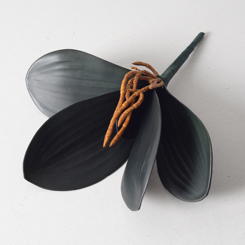 Simulación de hojas de orquídea de mariposa pu sensación de mano EVA goma suave de hoja de orquídea accesorios de arreglos de flores DIY imitación de plantas verdes al por mayor