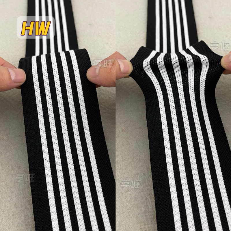 Manufacturer's New 6cm5 White Striped Knitted Roman Belt Sports Casual Pants Suit Black Bottom White Striped Ribbed Side Belt Manufacturer's New 6cm5 White Striped Knitted Roman Belt Sports Casual Pants Suit Black Bottom White Striped Ribbed Side Belt