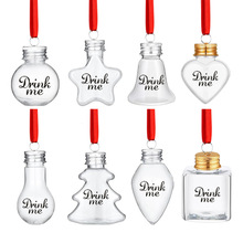 厂家批发一次性pet塑料瓶子果汁饮料瓶50ml圣诞小灯泡酒瓶装饰瓶