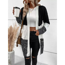 R 78315 Stripe color block buttonless knit cardigan ����ײɫ
