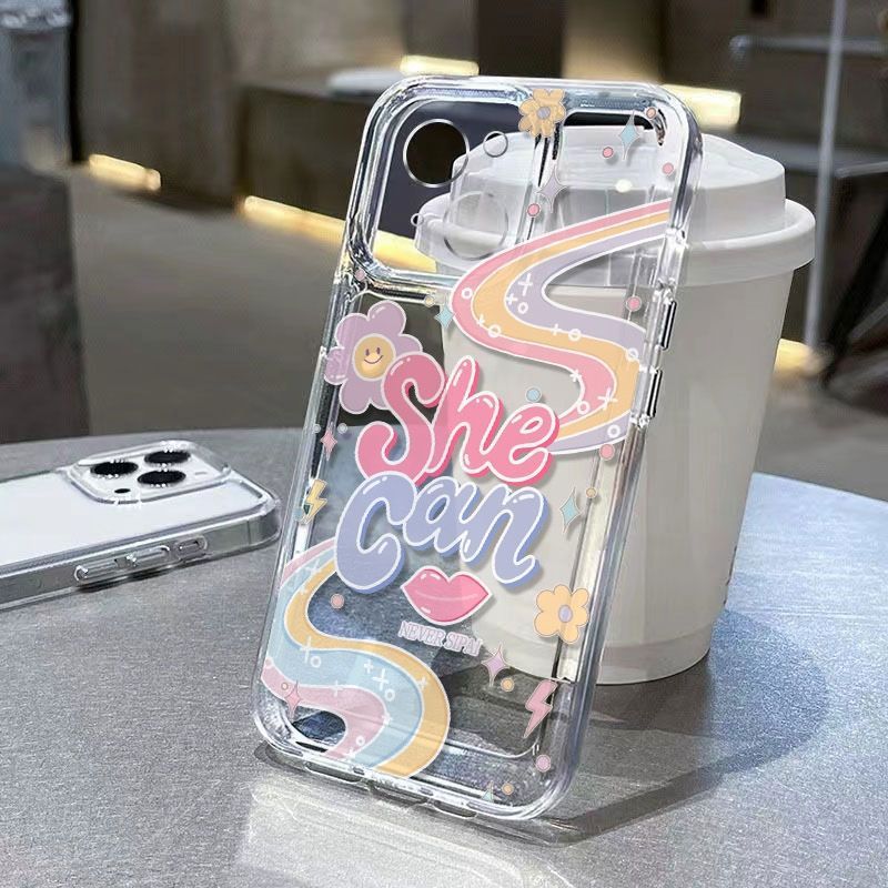 Protective Phone Case For IPhone 16 15 14 13 12 11 Pro Promax Plus She Can 16Plus Phone Case IPhone15 New 14ROMAX/13/12/11 Transparent_voghion.com